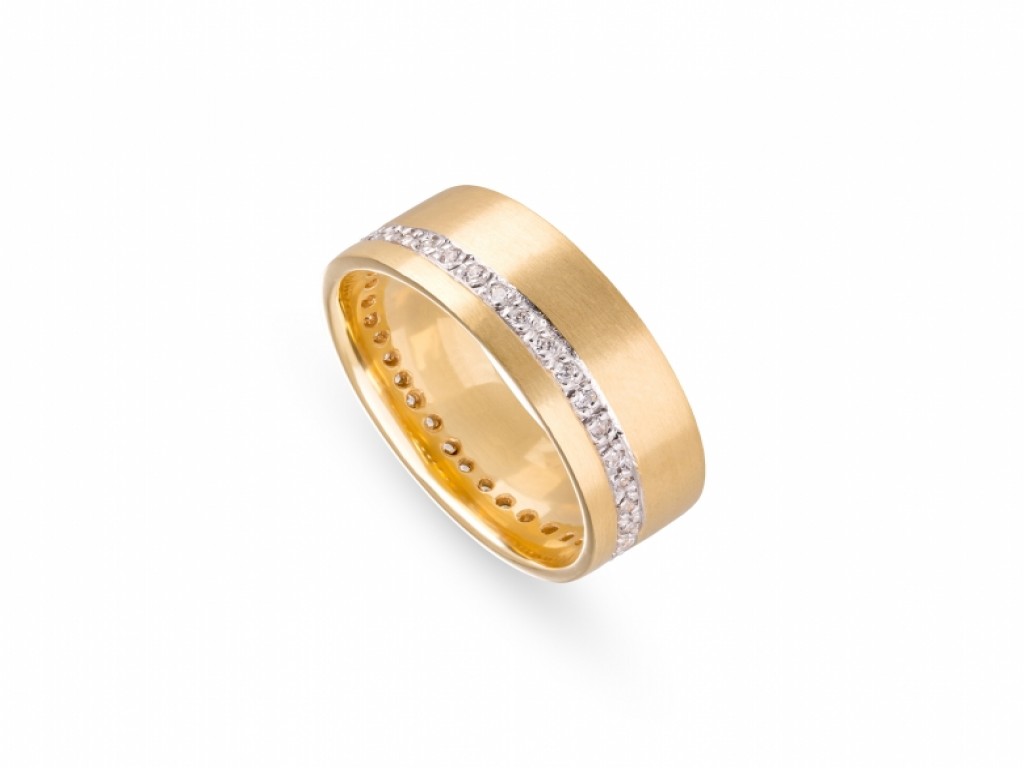 Aliança de Casamento Ouro Amarelo e Branco com Diamantes ALR004371
