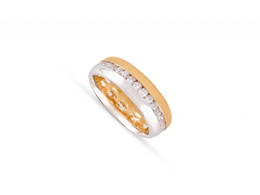 Aliança de Casamento Ouro Amarelo e Branco com Diamantes ALR004109C
