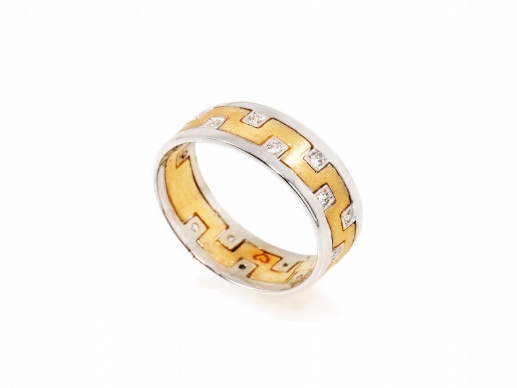 Aliança de Casamento Ouro Amarelo e Branco com Diamantes ALR004087A