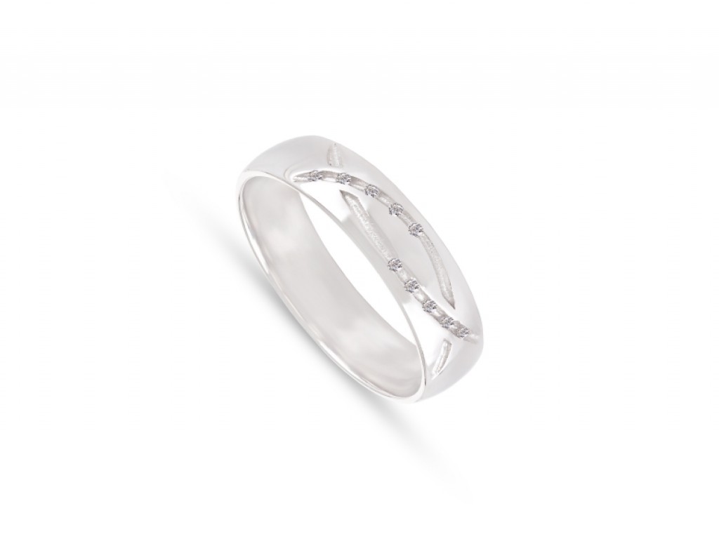 Aliança de Casamento Ouro Branco com Diamantes ALR005328B
