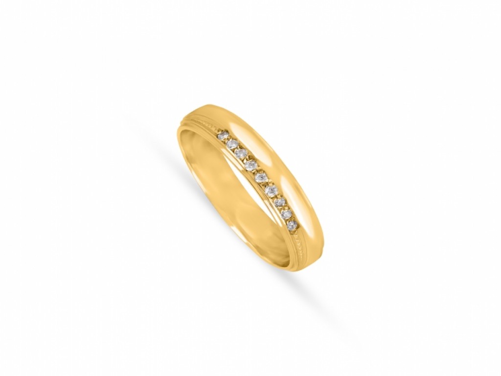 Aliança de Casamento Ouro Amarelo com Diamantes ALR004680