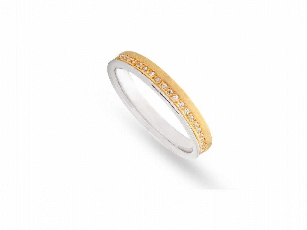 Aliança de Casamento Ouro Amarelo e Branco com Diamantes ALR004836