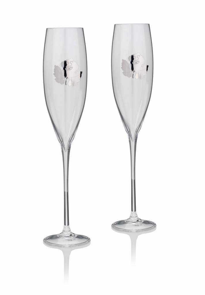 Flutes Comemorativos 25 anos de Casamento com Parra Prata