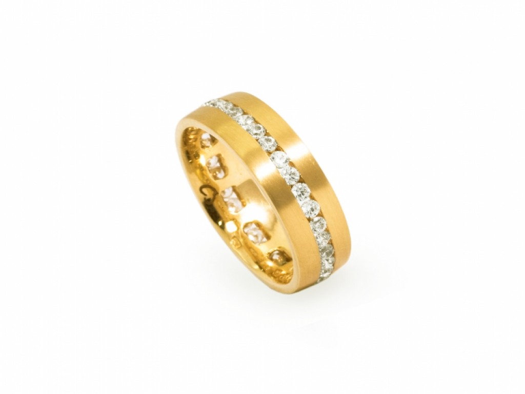 Aliança de Casamento Ouro Amarelo com Diamantes ALR004095
