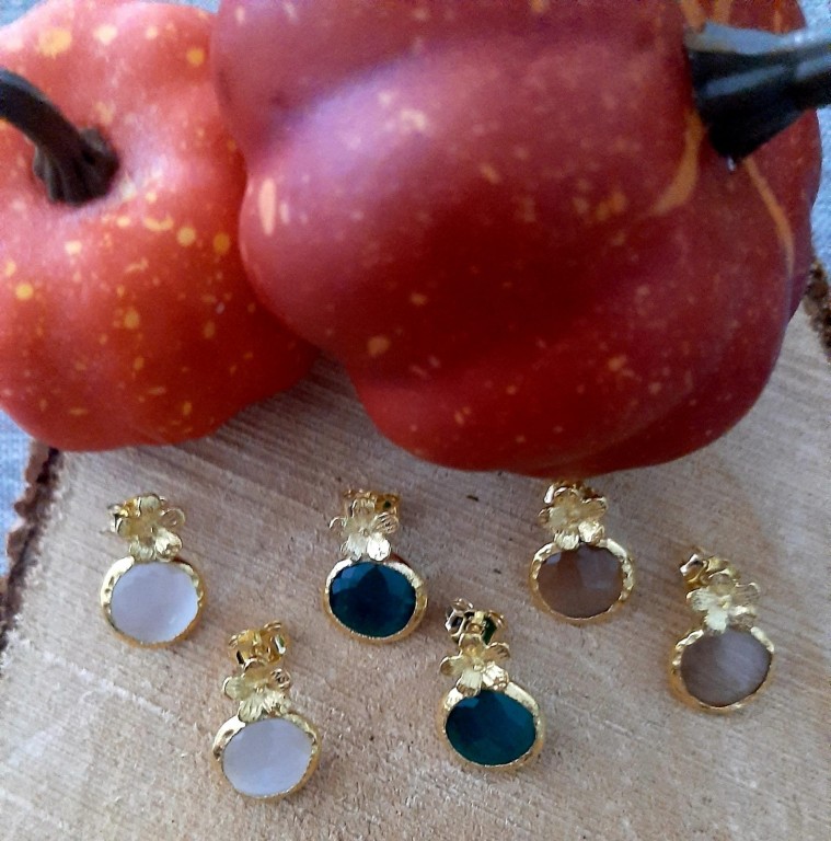 Brincos Prata Dourada com Zircões