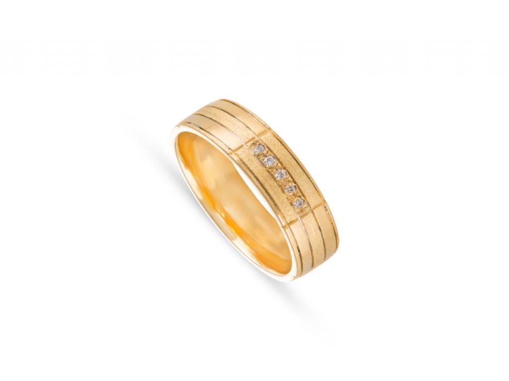 Aliança de Casamento Ouro Amarelo com Diamantes ALR004082