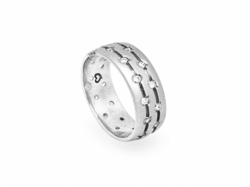 Aliança de Casamento Ouro Branco com Diamantes ALR004123B