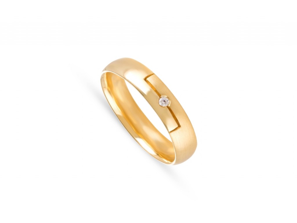 Aliança de Casamento Ouro Amarelo com Diamantes ALR004370