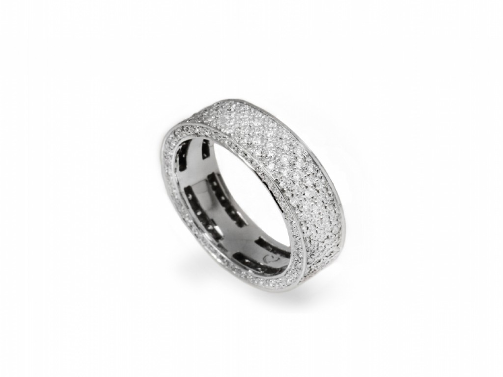 Aliança de Casamento Ouro Branco com Diamantes ALR003539B
