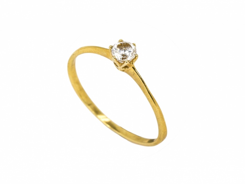 ANEL SOLITÁRIO OURO AMARELO COM Zircónias Brancas AN000116B