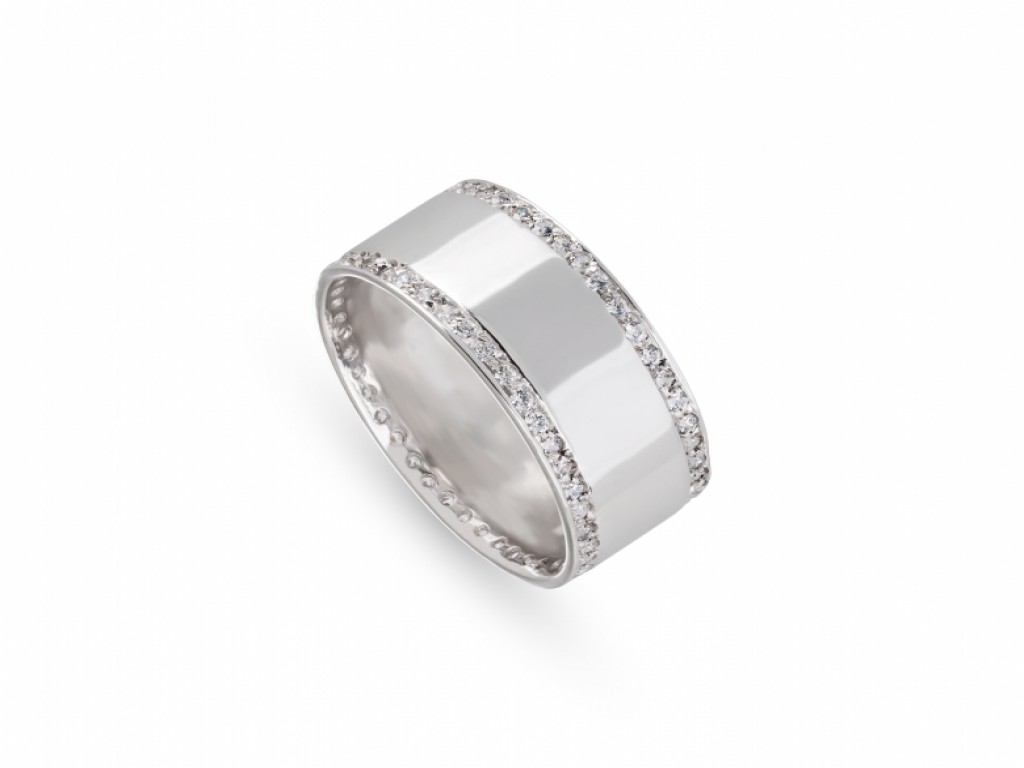 Aliança de Casamento Ouro Branco com Diamantes ALR004100B