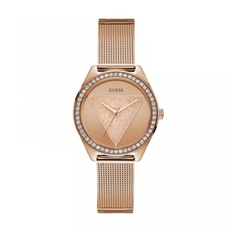 RELÓGIO MULHER GUESS TRI GLITZ OURO ROSA