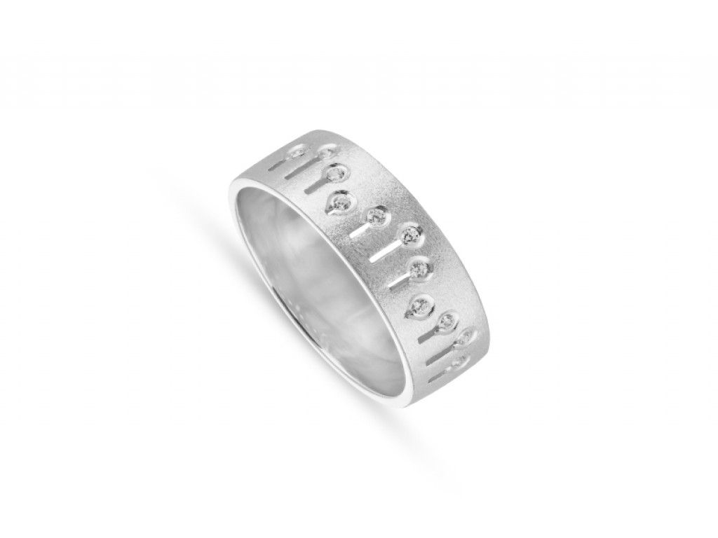 Aliança de Casamento Ouro Branco com Diamantes ALR004112B