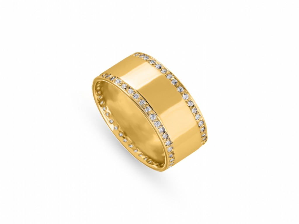 Aliança de Casamento Ouro Amarelo com Diamantes ALR004100