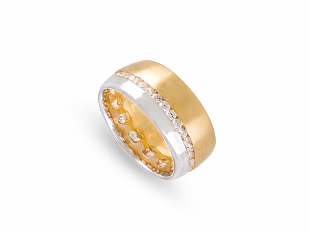 Aliança de Casamento Ouro Amarelo e Branco com Diamantes ALR004108A