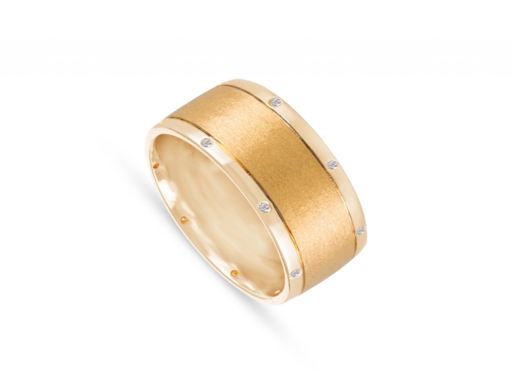 Aliança de Casamento Ouro Amarelo com Diamantes ALR004121