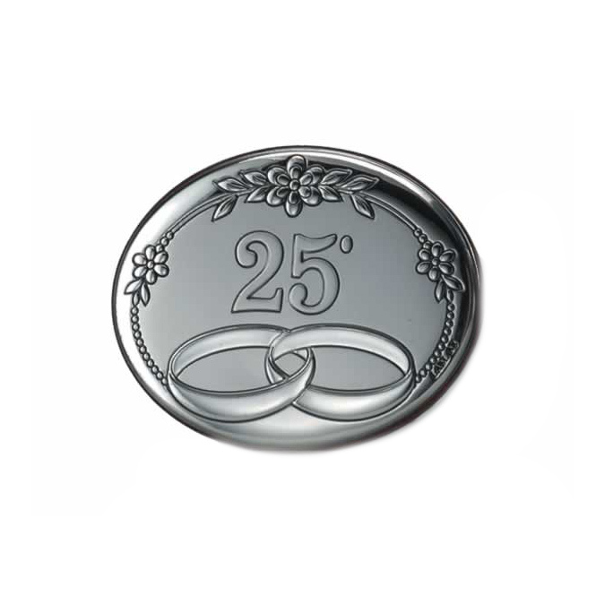 Placa Comemorativa de 25 anos de Casamento em prata
