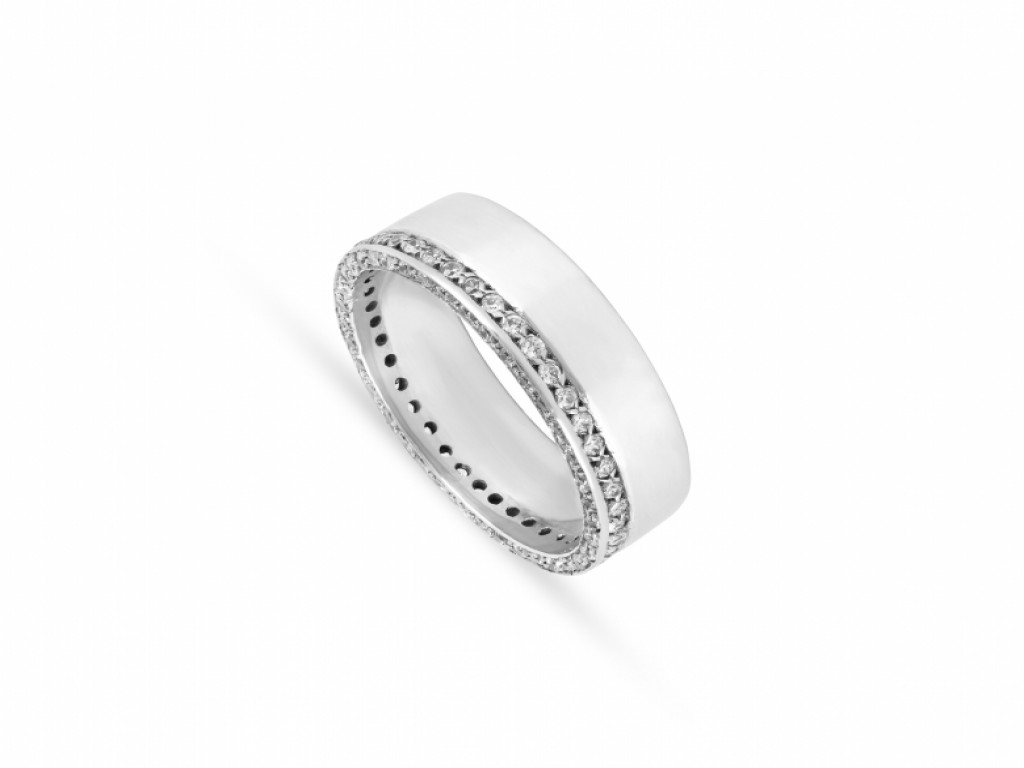 Aliança de Casamento Ouro Branco com Diamantes ALR004683B