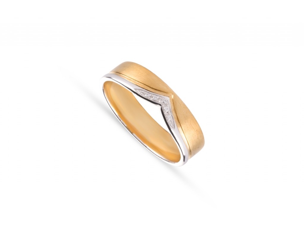 Aliança de Casamento Ouro Amarelo e Branco com Diamantes ALR005320
