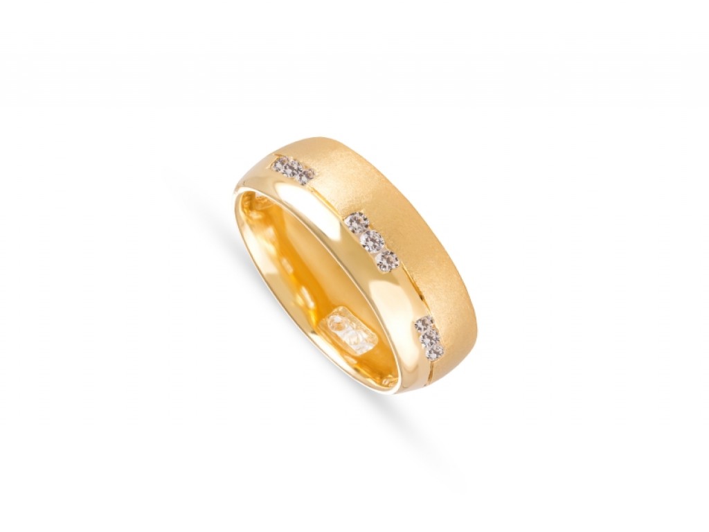 Aliança de Casamento Ouro Amarelo com Diamantes ALR004360