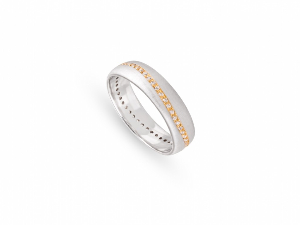Aliança de Casamento Ouro Amarelo e Branco com Diamantes ALR005151A