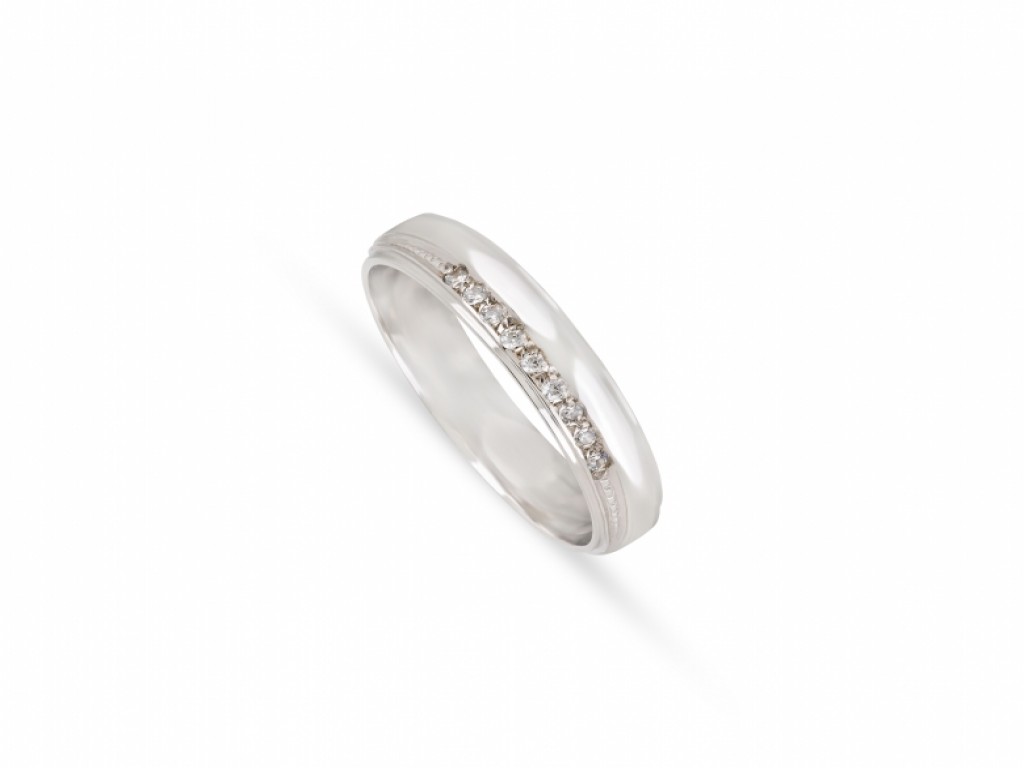 Aliança de Casamento Ouro Branco com Diamantes ALR004680B