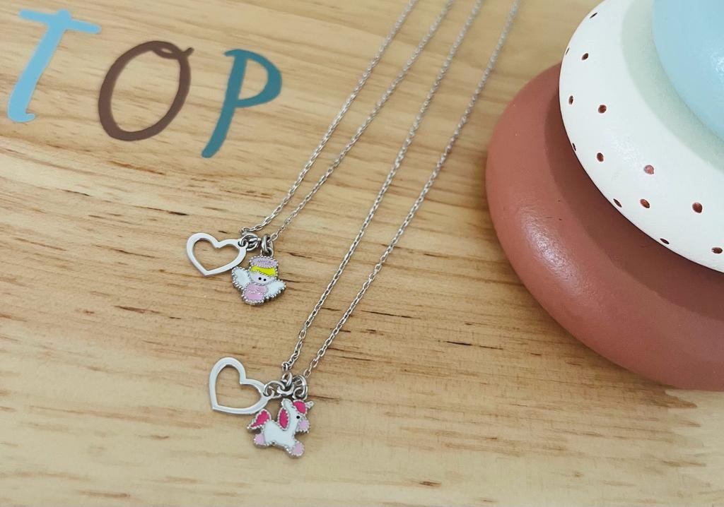 fio prata 925 corações criança