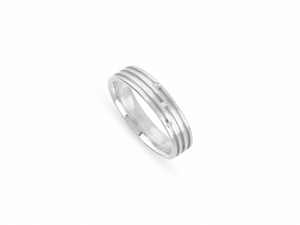Aliança de Casamento Ouro Branco com Diamantes ALR005327B