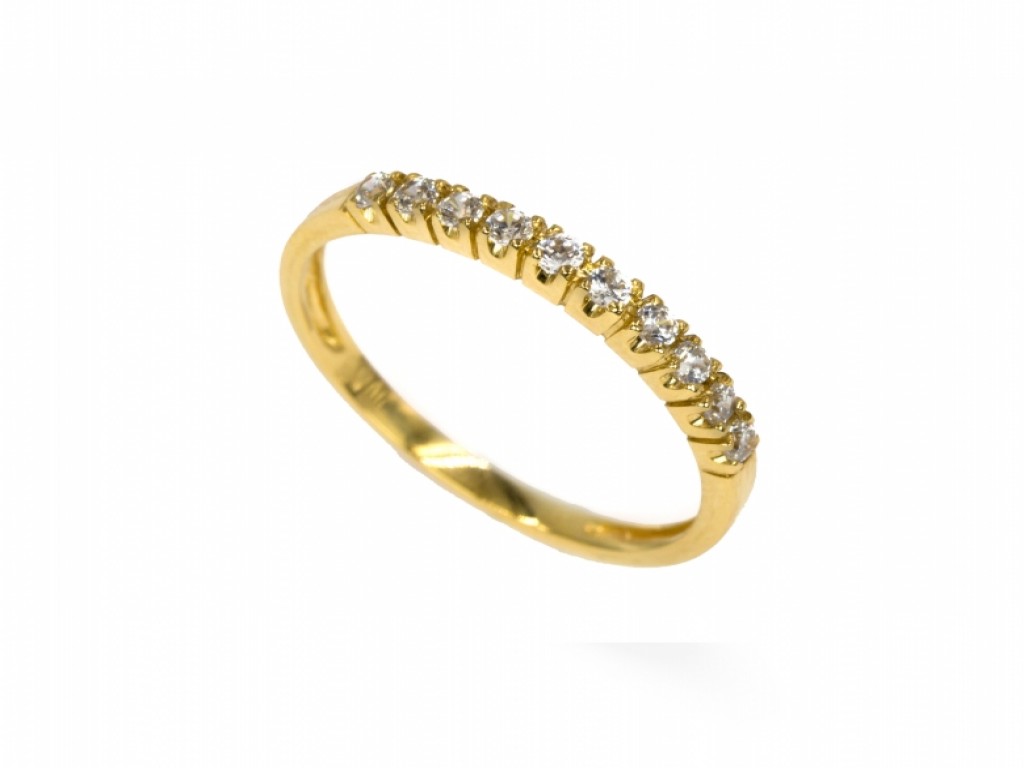 ANEL MEMORIA OURO AMARELO COM Zircónias Brancas