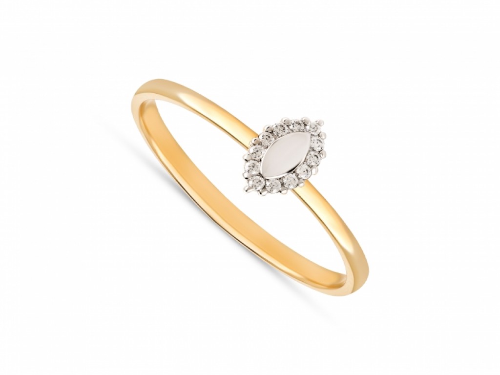 Anel de Ouro Branco Zircónias Romantis