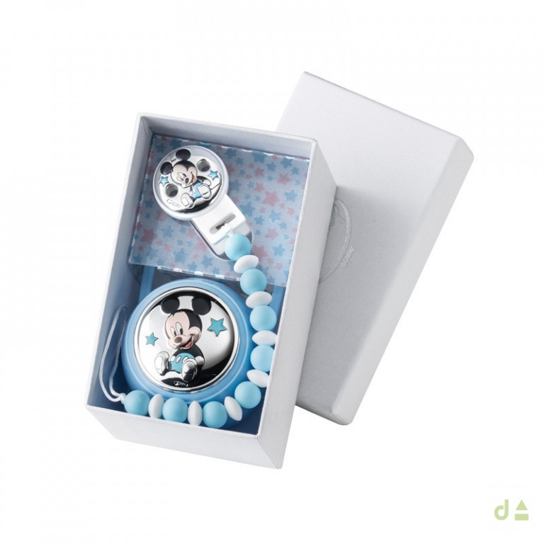Set Porta + Corrente Chupeta Mickey