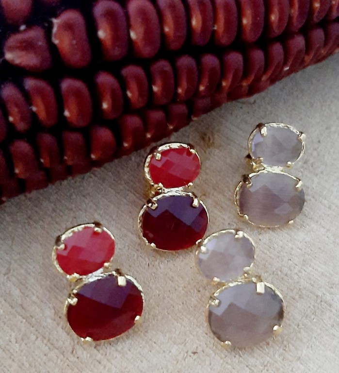 Brincos Prata Dourada com Zircões