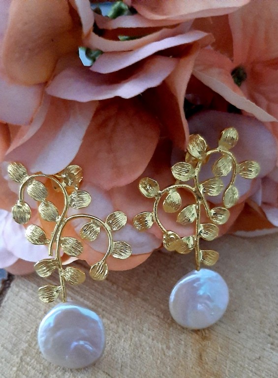 Brincos ramos Prata Dourada 