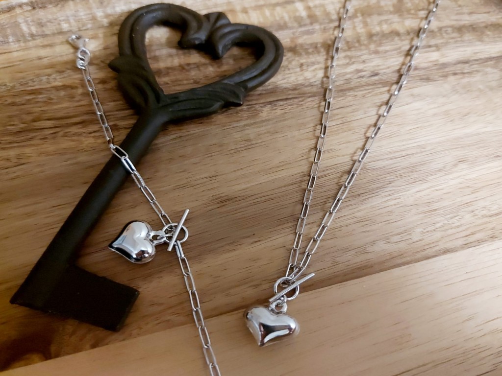 Conjunto Fio e Pulseira  em prata 925 com coração