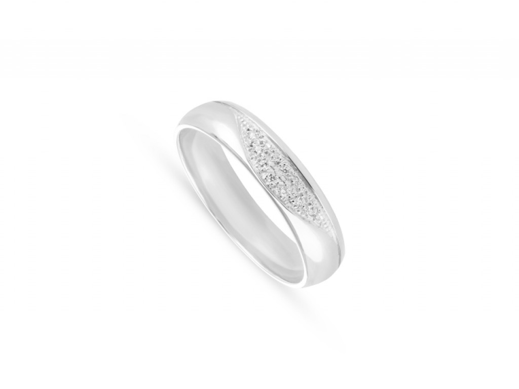 Aliança de Casamento Ouro Branco com Diamantes ALR004682B