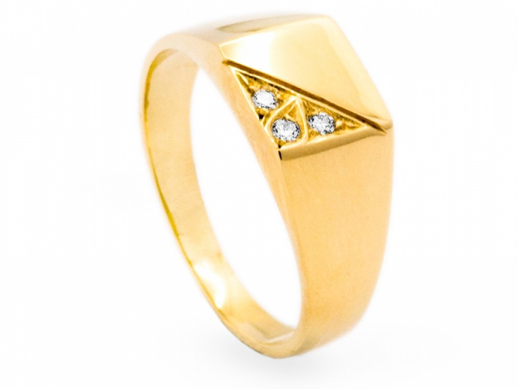 ANEL OURO HOMEM COM Zirconias Brancas