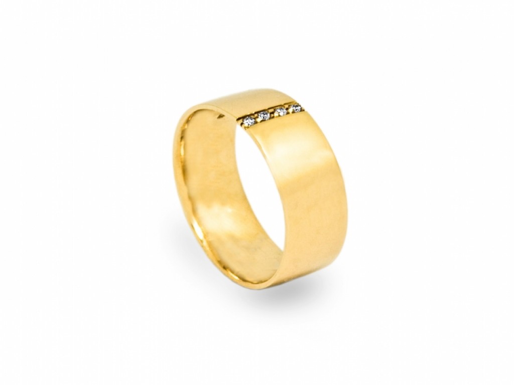 Aliança de Casamento Ouro Amarelo com Diamantes ALR004076