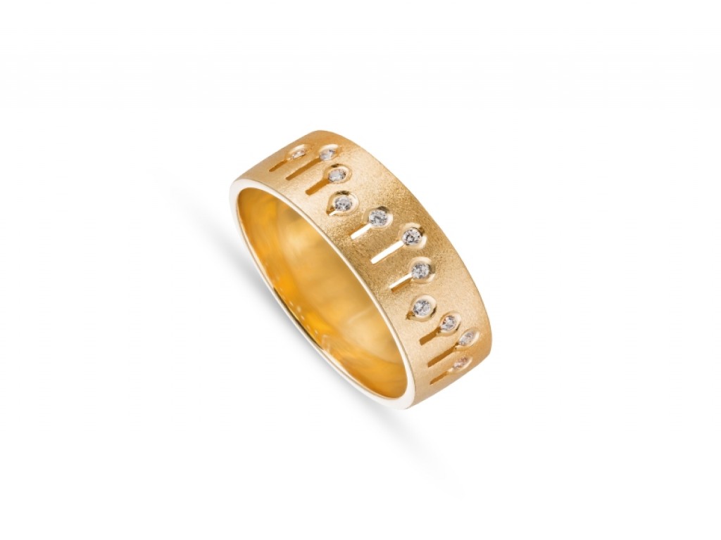 Aliança de Casamento Ouro Amarelo com Diamantes ALR004112