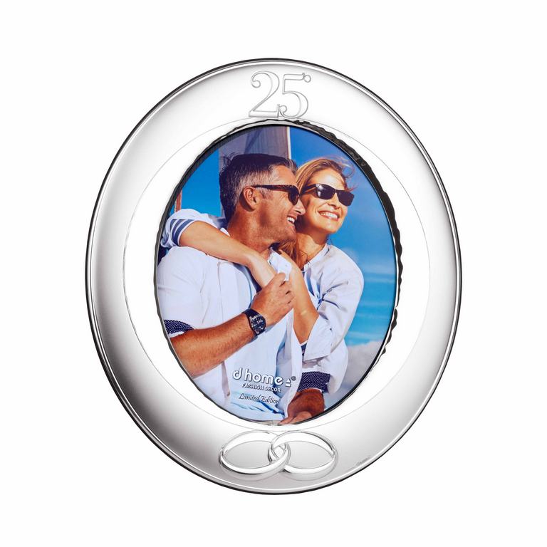 Moldura Oval em Prata Comemorativa de 25 anos de Casamento
