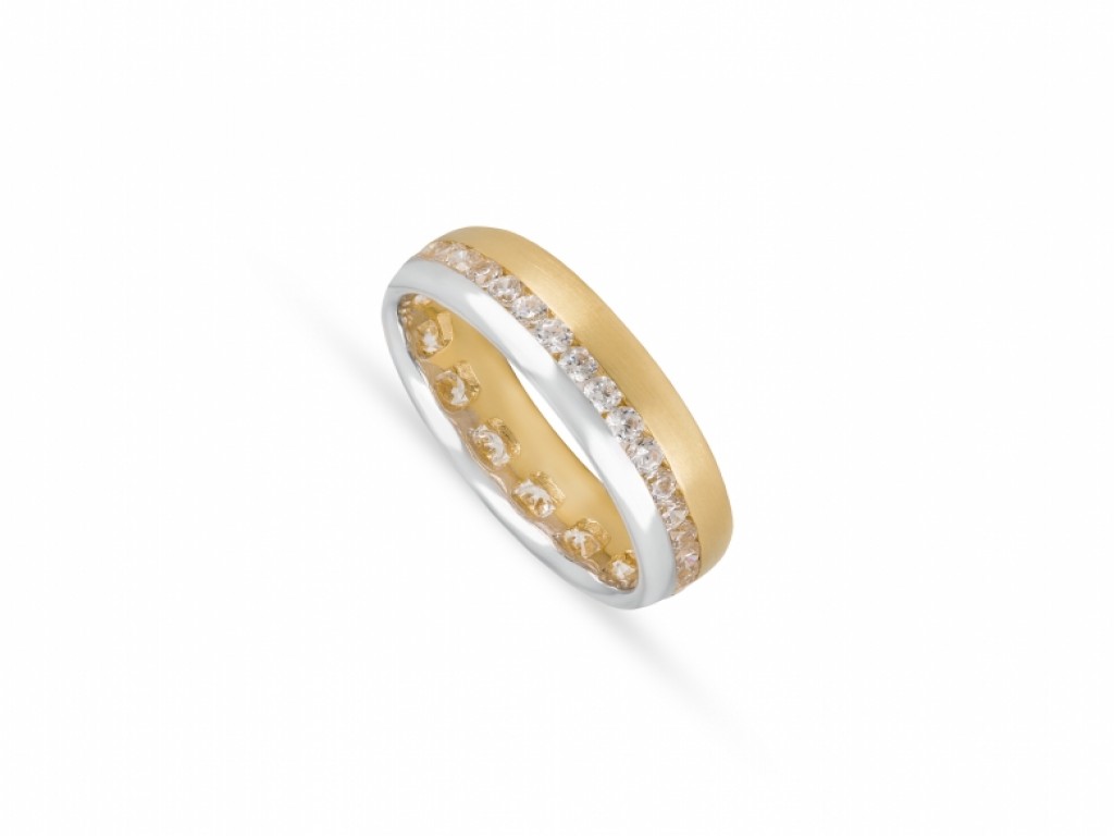 Aliança de Casamento Ouro Amarelo e Branco com Diamantes ALR004684A