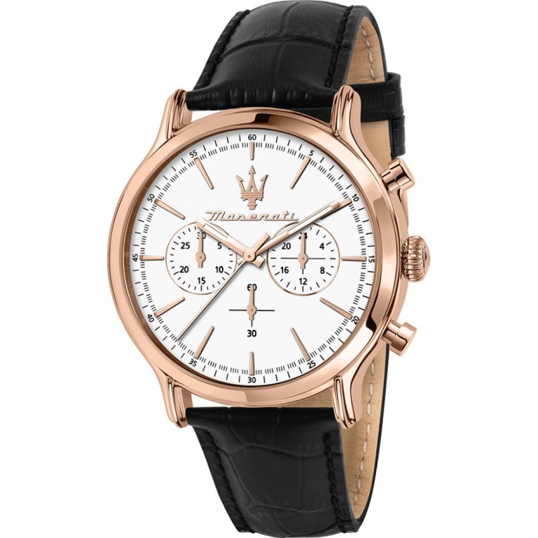 Relógio Maserati EPOCA 42MM CHR W/SILVER DIAL BLACK ST Homem