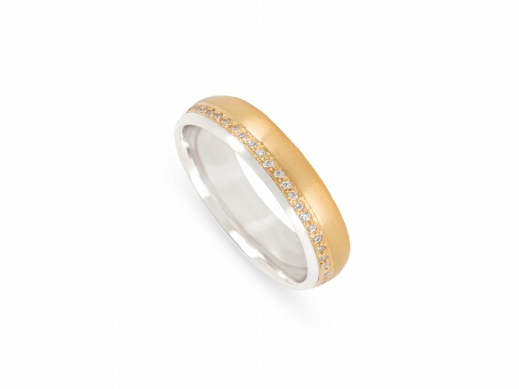 Aliança de Casamento Ouro Amarelo e Branco com Diamantes ALR005141