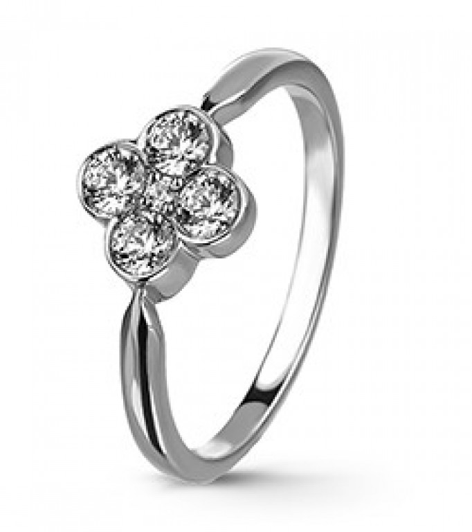 Anel em ouro polido, com 5 diamantes