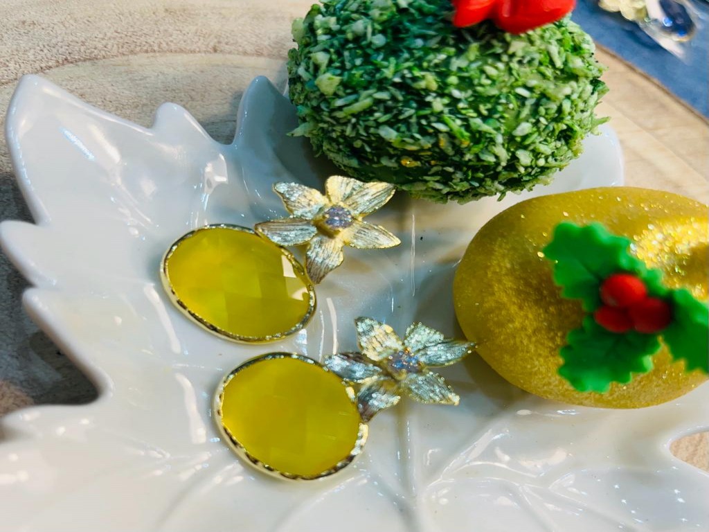 Brincos Prata Dourada com Zircões