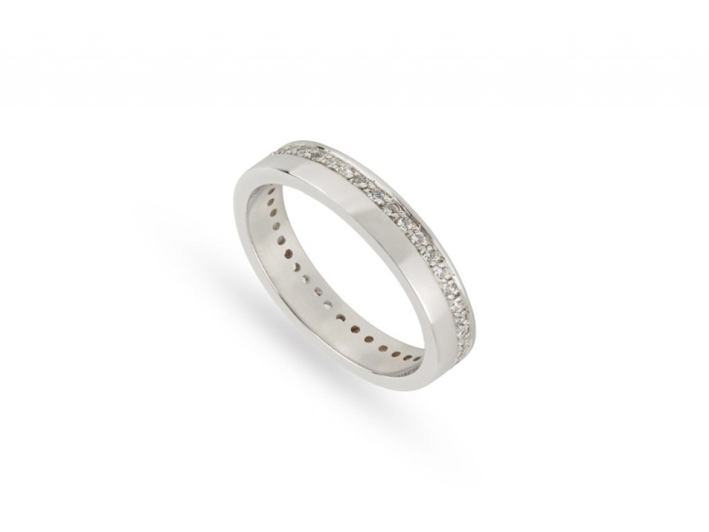 Aliança de Casamento Ouro Branco com Diamantes ALR004677B