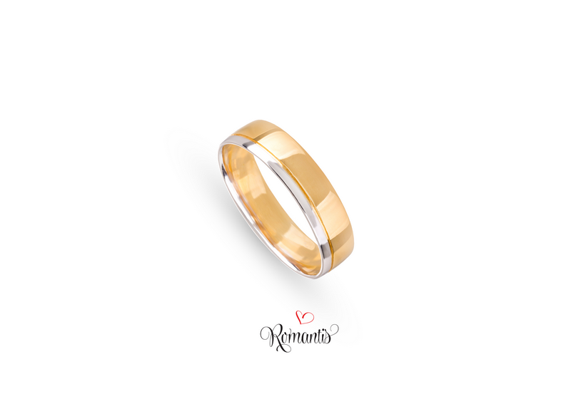 Aliança ouro bicolor  sem pedras.
