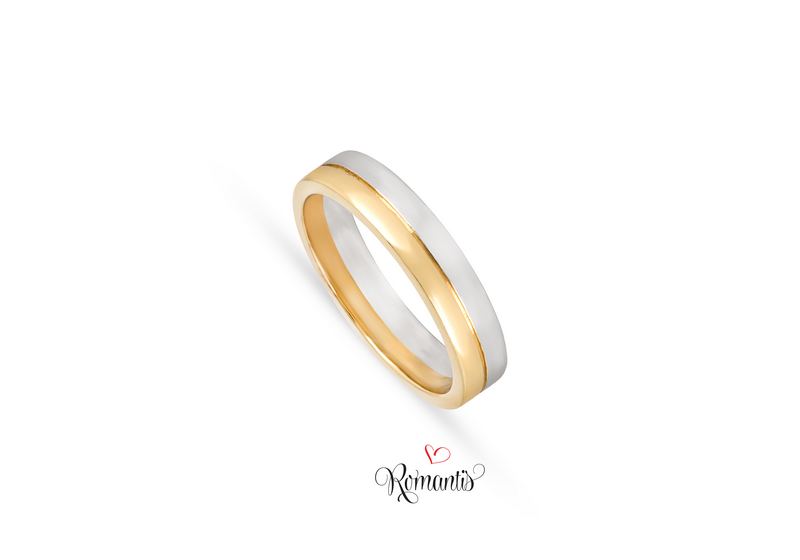 Aliança ouro bicolor  sem pedras.