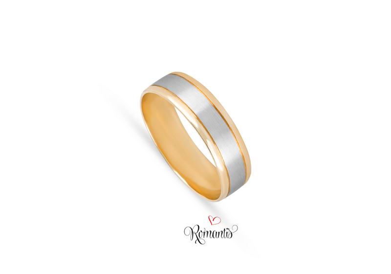 Aliança ouro bicolor  sem pedras.
