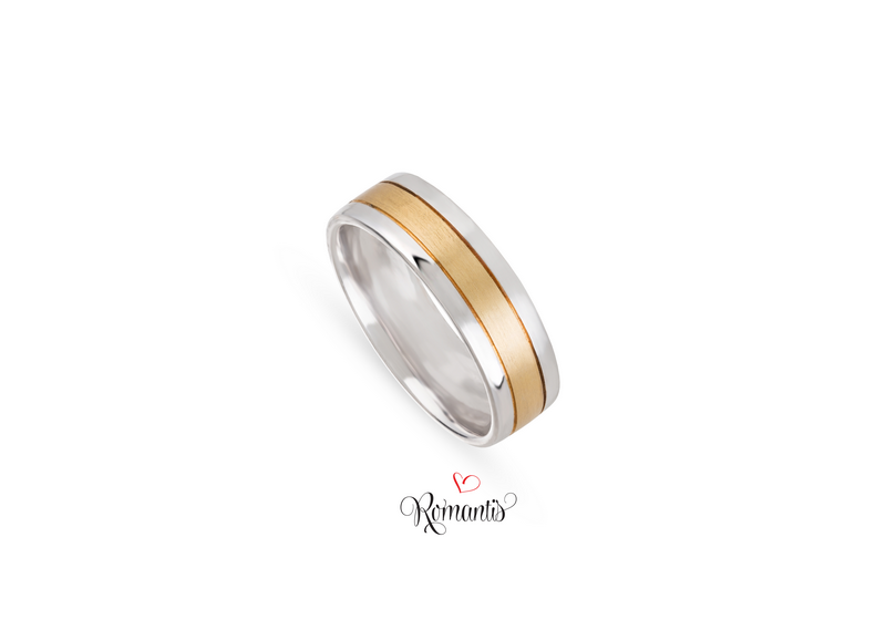 Aliança ouro bicolor  sem pedras.