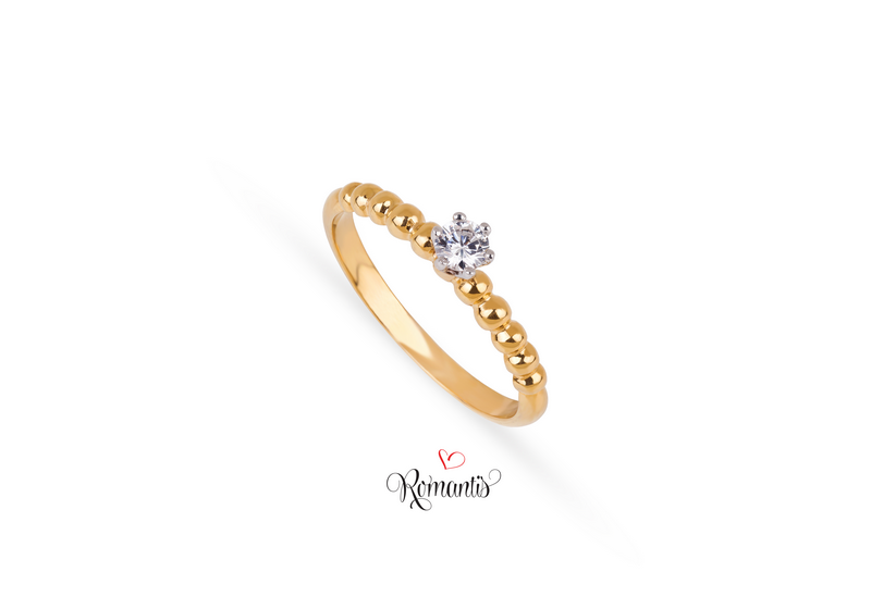 Anel Noivado ouro bicolor diamante.
